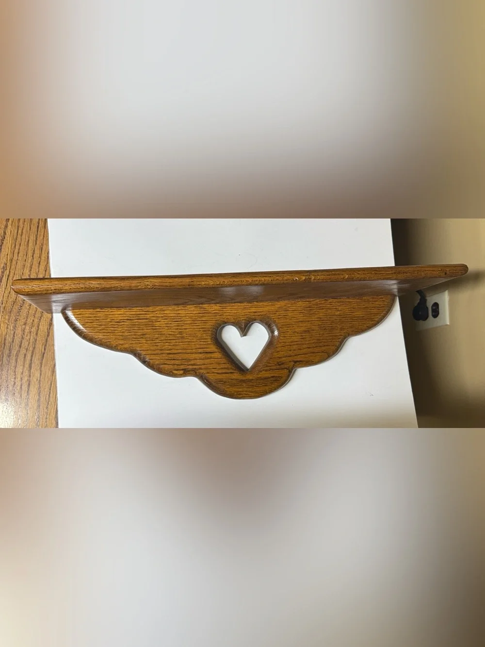 Solid Oak Shelf Heart Hanging Knick Knack Shelf 21” long